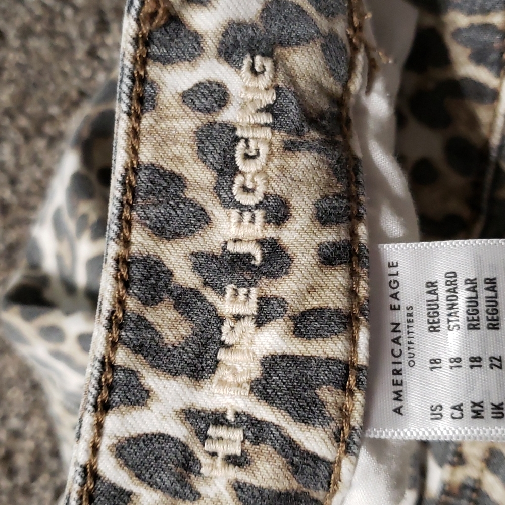 AMERICAN EAGLE Hi-Rise Stretch Jegging Leopard Print Skinny Women's Size 18 - Picture 7 of 13